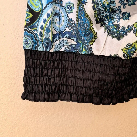 Studio Y Blouse Top Juniors Size XS Blue/White Halter Style Tie Back Key Hole - Picture 7 of 12